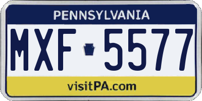 PA license plate MXF5577