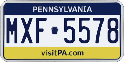 PA license plate MXF5578
