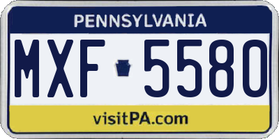 PA license plate MXF5580