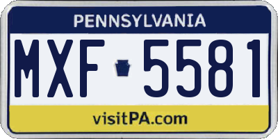 PA license plate MXF5581