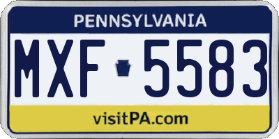 PA license plate MXF5583