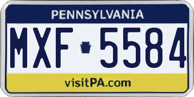 PA license plate MXF5584