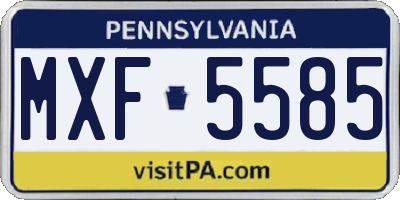 PA license plate MXF5585