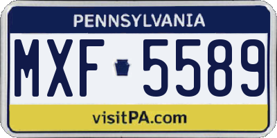 PA license plate MXF5589
