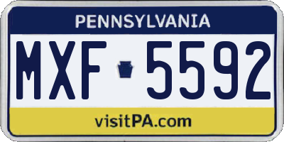 PA license plate MXF5592