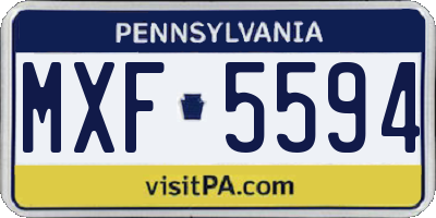 PA license plate MXF5594
