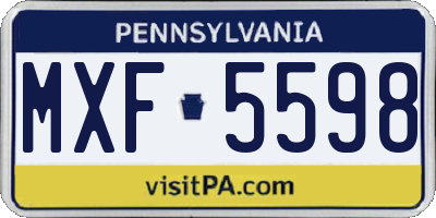 PA license plate MXF5598