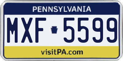PA license plate MXF5599