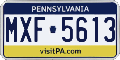 PA license plate MXF5613