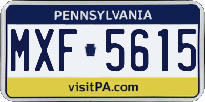 PA license plate MXF5615