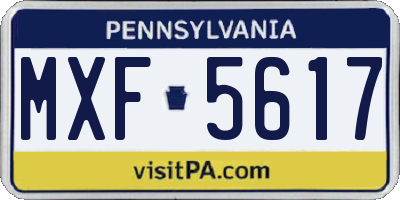 PA license plate MXF5617