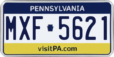 PA license plate MXF5621