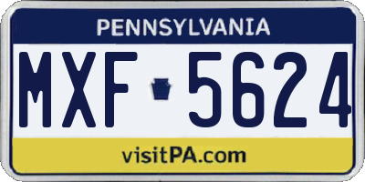 PA license plate MXF5624