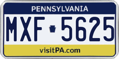 PA license plate MXF5625