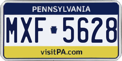 PA license plate MXF5628