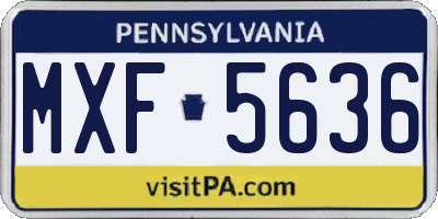 PA license plate MXF5636