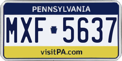 PA license plate MXF5637