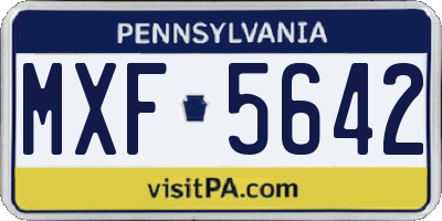 PA license plate MXF5642