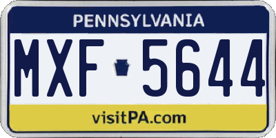 PA license plate MXF5644