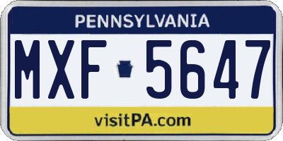 PA license plate MXF5647