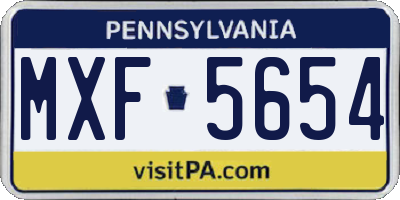 PA license plate MXF5654