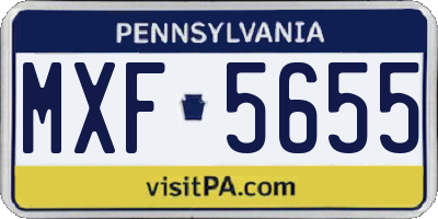 PA license plate MXF5655