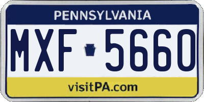 PA license plate MXF5660