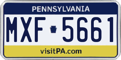 PA license plate MXF5661