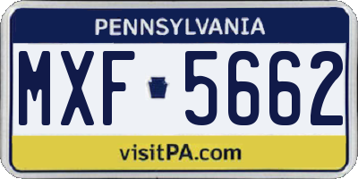 PA license plate MXF5662
