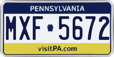 PA license plate MXF5672