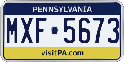 PA license plate MXF5673