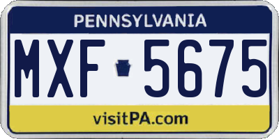 PA license plate MXF5675