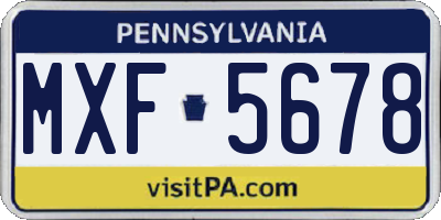 PA license plate MXF5678