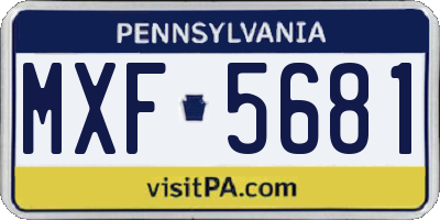 PA license plate MXF5681