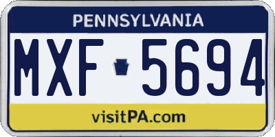 PA license plate MXF5694