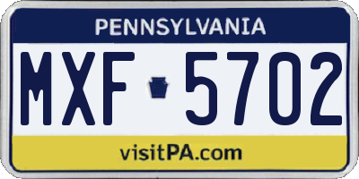 PA license plate MXF5702