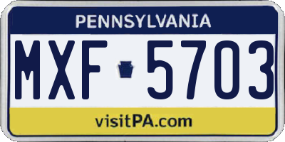 PA license plate MXF5703