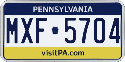 PA license plate MXF5704