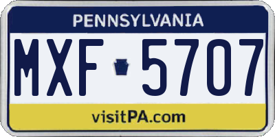 PA license plate MXF5707