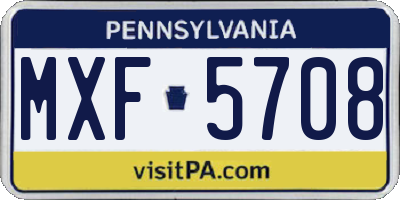 PA license plate MXF5708