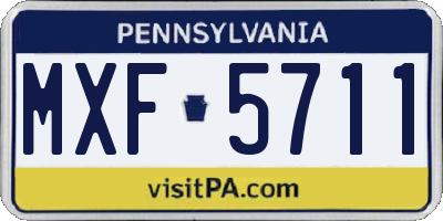 PA license plate MXF5711