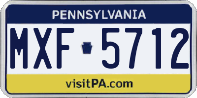 PA license plate MXF5712