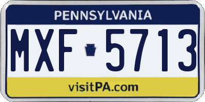 PA license plate MXF5713