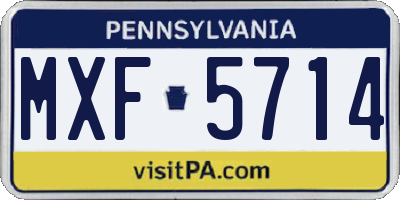 PA license plate MXF5714