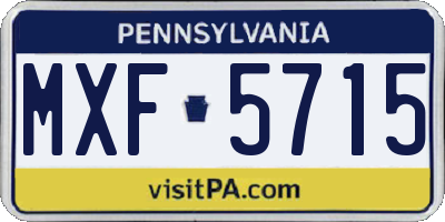 PA license plate MXF5715