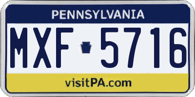 PA license plate MXF5716