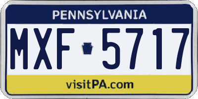PA license plate MXF5717