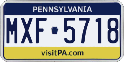 PA license plate MXF5718