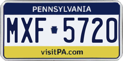 PA license plate MXF5720