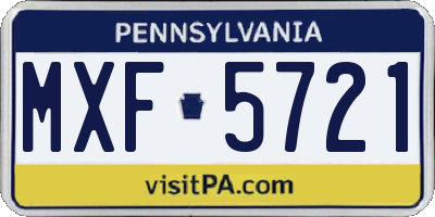 PA license plate MXF5721